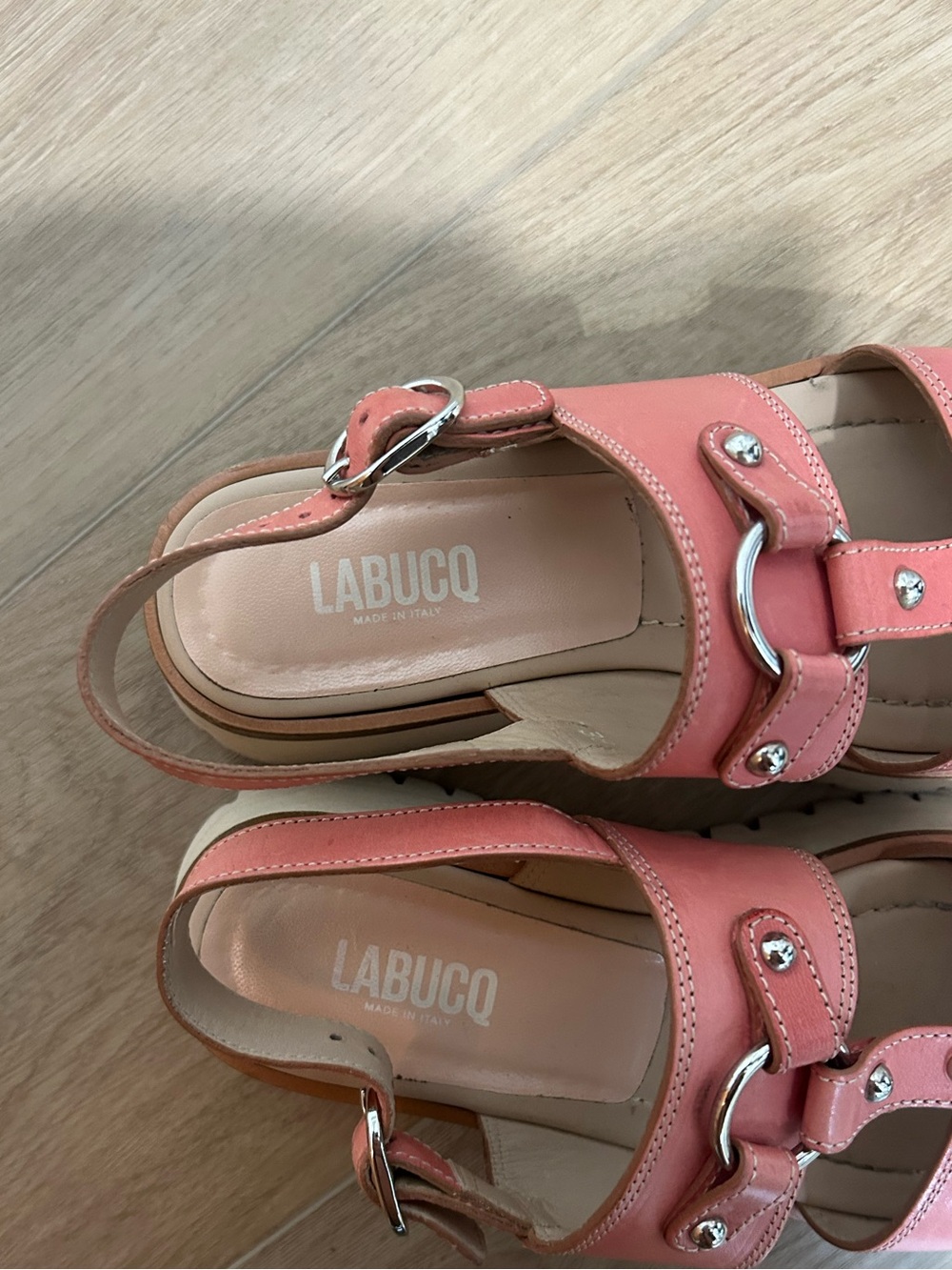 Labucq Women’s Pink Coral Strappy Platform Leather Sandals Buckle EU 38 - Picture 3 of 9